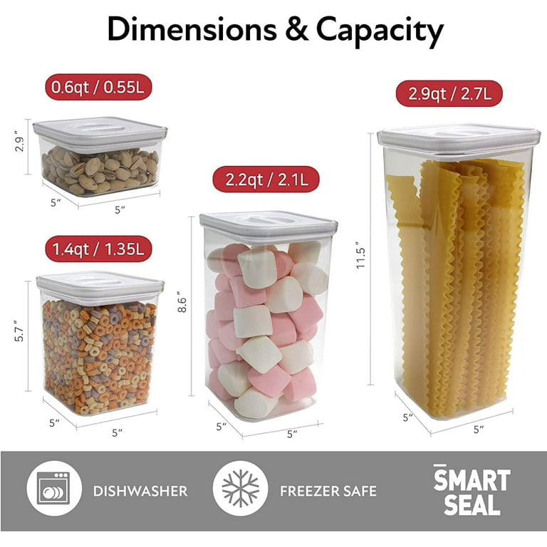 4 Piece Smart Seal Glass Mini Square Container Set