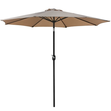 ZENY 9FT Patio Umbrella Outdoor Market Steel Tilt W/ Crank Sun-Resistant Multipurpose Wind Vent - Tan