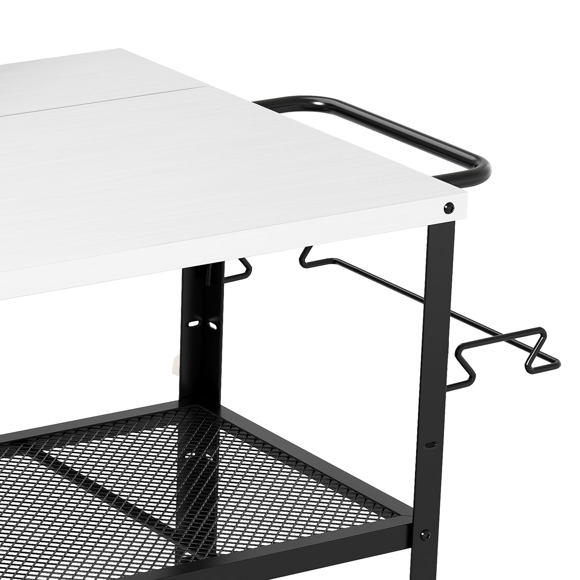 Uforic 3-Tier Grill Cart with Drop Leaf, Outdoor Island Table with Wheels & Hooks, Black