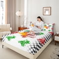 thumbnail image 4 of Homewish Motorcycle Speed Race Full Size Sheets 4-Piece for Female Men Women,Geometric Plaid Grid Breathable Bed Sheets,Extreme Sport Lightweight Sheet Sets,Luxury Bedroom Decor, 4 of 7