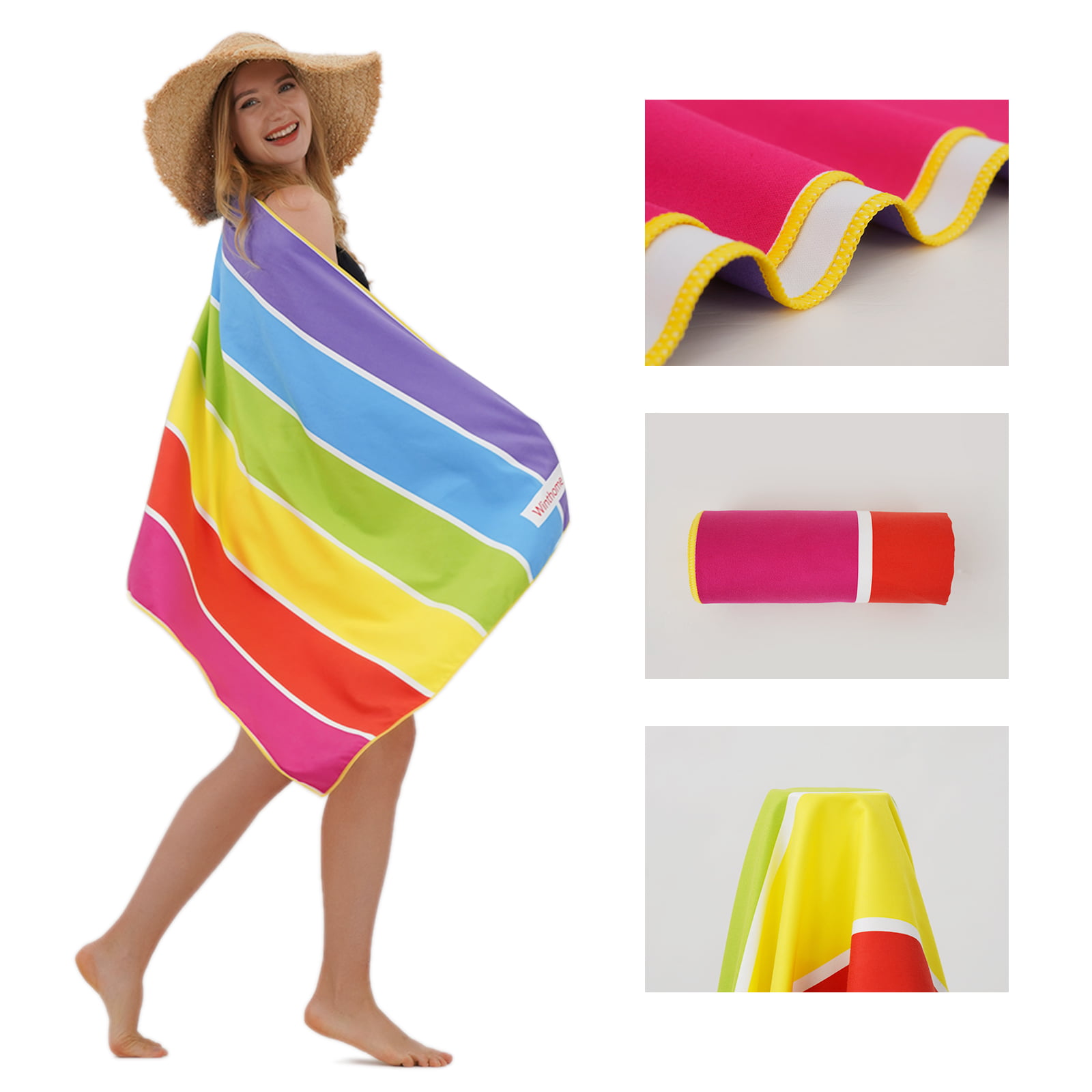 Winthome Microfiber Beach Towel Extra Large Oversized Sand Free Super ...