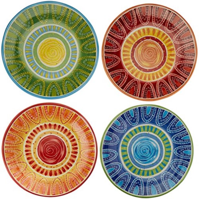 certified international handpainted tapas 11.25inch assorted ceramic dinner plates (set of 4