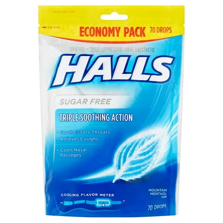 Halls Cough Drops, Mountain Menthol, 70 Ct (Best Numbing Cough Drops)