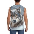 thumbnail image 4 of Lsque Majestic Snowy Wolf Print Men's Cotton Blend Sleeveless Muscle Shirts (S-3XL)- Moisture Wicking, Odor Protection, UPF 30+,X-Large, 4 of 8
