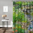 thumbnail image 2 of Orinice Garden View Shower Curtains Spring Summer Greenery Colorful Flowers Bathroom Curtains Floral Nature Landscape Country Bath Decoration with Hooks 69x72, 2 of 7