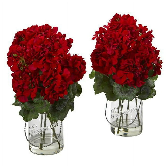 Nearly Natural 4212-S2 Geranium Artificial Arrangement - Set of 2