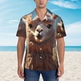 thumbnail image 2 of Honeii Fluffy Alpaca Mountain Meadow Print Men’s Hawaiian Shirt,Classic Button-Down Short Sleeve Shirt, for Beach, Vacation, and Outdoor Activities,3X-Large, 2 of 7