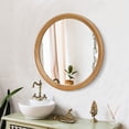 thumbnail image 6 of GDF Studio 23.62" Natural Wood Round Wall Mirror, Minimalist Sleek Solid Wood Frame, Bathroom Vanity, Natural, 6 of 8