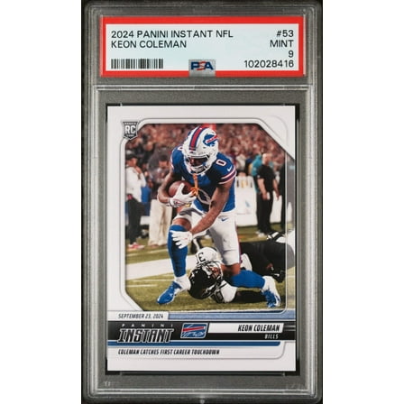 Graded 2024 Panini Instant NFL Keon Coleman #53 Rookie RC Football Card PSA 9 Mint