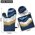 thumbnail image 6 of Blue Gold Marble Kitchen Oven Mitt and Pot Holder Sets 2 Pcs for Baking, Cooking and Grilling, Heat Resistant Up To 392 °F, 6 of 7