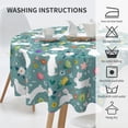 thumbnail image 4 of Spring Floral Easter Rabbit Green Round Tablecloth 60 Inch, Decorative Holiday Home Party Table Cloth for Kitchen Dining Picnic Table Cover, 4 of 6