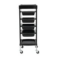 thumbnail image 4 of Salon Trolley Cart, 6-Tier Drawer-Type Multi-Functional Salon Trolley, Hairdressing Shelf with Handle and Lockable Rolling Wheels, 4 Drawers and 2 Hair Dryer Holder Side Tray, Black, 4 of 8