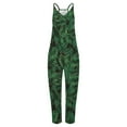 thumbnail image 4 of Sakmal Jumpsuits for Women Petite Green Summer Sleeveless Overalls Long V Neck Wide Leg Floral Pants with Pockets, 4 of 5