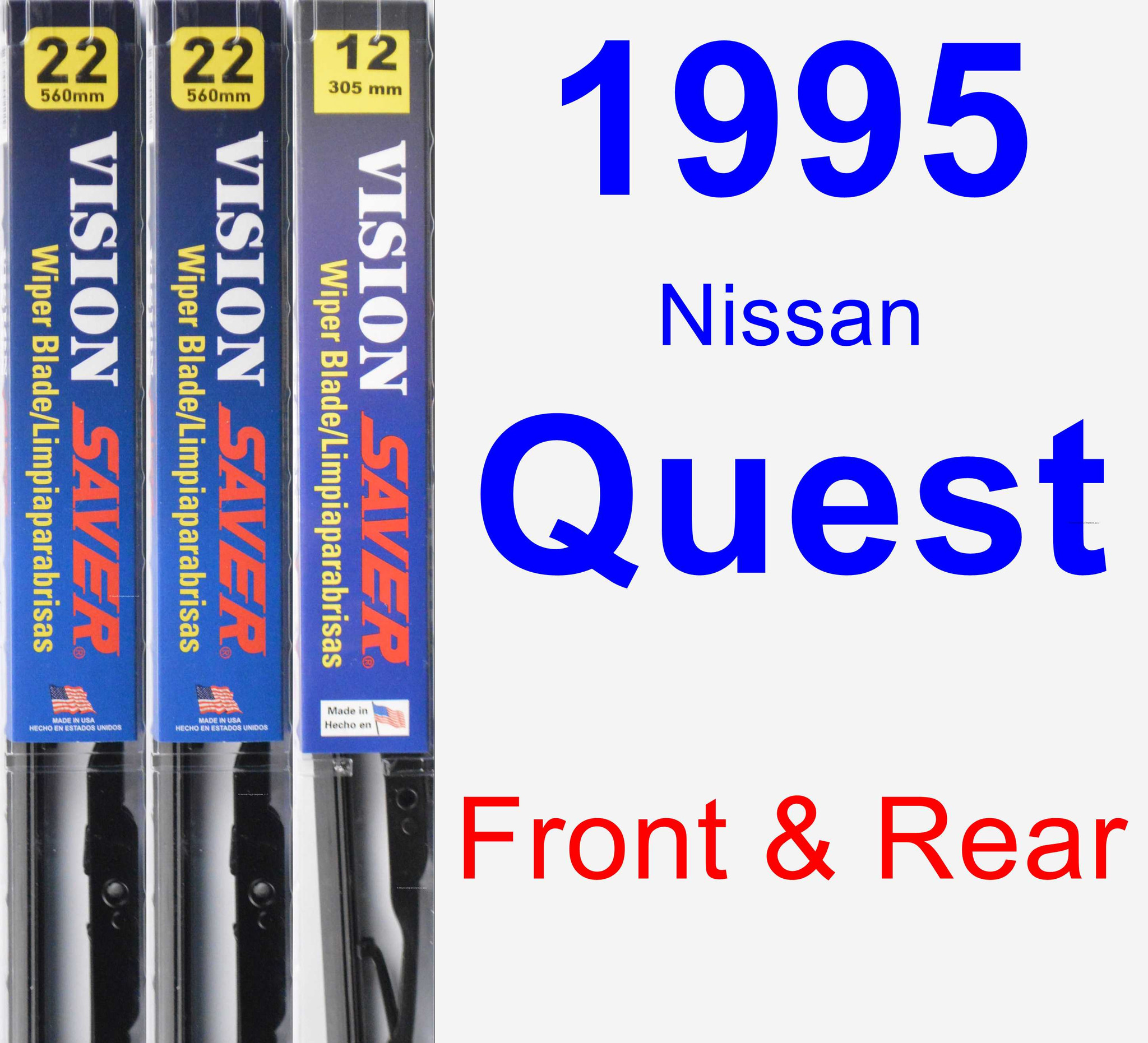 1995 Nissan Quest Wiper Blade Set/Kit (Front & Rear) (3 Blades