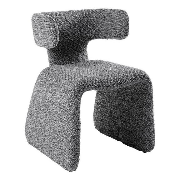 Cid Fiu 22 Inch Dining Chair- Curved Wingback- Gray Textured Polyester