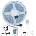 thumbnail image 1 of Kit de tira de luces 3528 de 5 m/16,4 pies con control remoto de 24 teclas Tira de luces impermeables RGB de 300 LED para el hogar Enchufe europeo de 100 a 240 V, 1 of 5