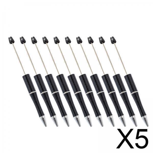 Baoblaze 5x10 Piezas Bolígrafos Creativos con cuentas Roller DIY para Dibujar negro