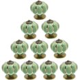 thumbnail image 1 of 10pcs Ceramic Door Knobs Vintage Pumpkin,Green, 1 of 4