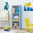 thumbnail image 6 of HOMLUX Luder 3-Tier Cube 31.5" Bookcase, Wood Storage Shelf, Small Bookshelf for Home Office & Bedroom, White & Blue, 6 of 10