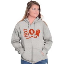 Boo Cute Witch Ghost Halloween Womens Plus Size Graphic Zipper Hoodie Brisco Brands 5X