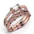 thumbnail image 3 of Beautiful Minimalist 1.95 Carat Emerald Cut Morganite And Diamond Moissanite Engagement Ring, Wedding Ring, Two Matching Band in Silver With 18k Rose Gold Plating, Gift For Her, Anniversary Ring, 3 of 4
