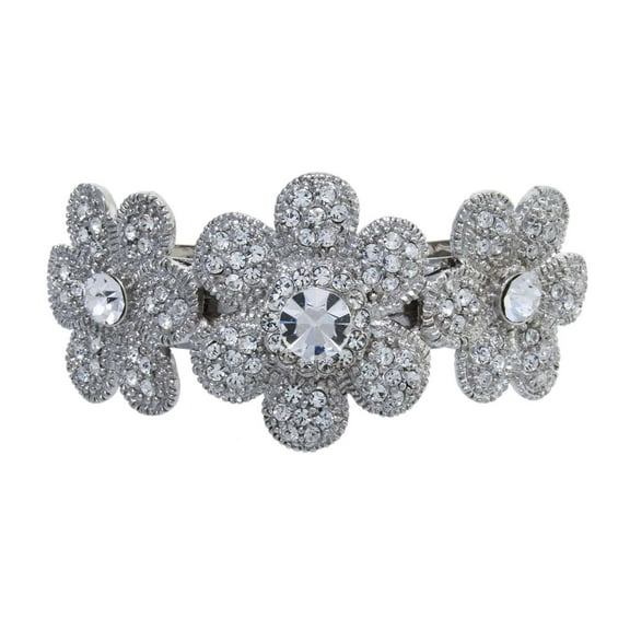 Athra Women's Large Flower Barrette, Metal  Clear Crystal,OS - US