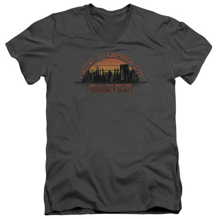 Battlestar Galactica Caprica City S/S Adult V-Neck T-Shirt Charcoal