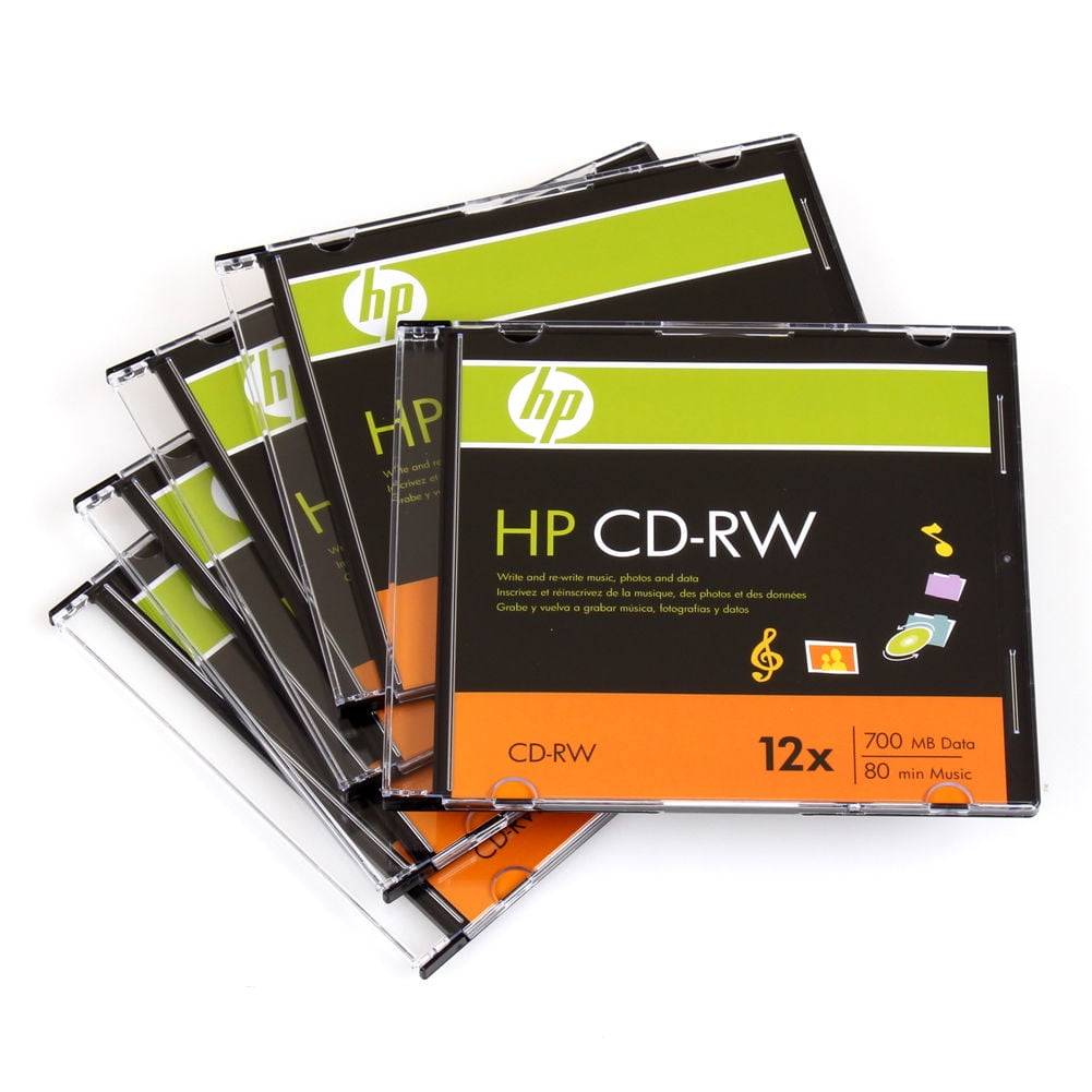 5 HP Brand 12X Logo Top CDRW CDRW ReWritable Blank Disc Media Slim