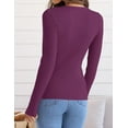 thumbnail image 4 of Women's Long Sleeve Crewneck Tops 2024 Spring Fall Clothes Ribbed Knit Sweater Slim Fitted Casual Basic Tee Shirts, 4 of 4
