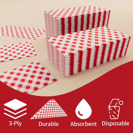 DYLIVeS 80 Count Gingham Disposable Paper Dinner Red Buffalo plaid Napkins Disposable Towels 3 Ply Guest Napkins Red and White Checkered Napkins