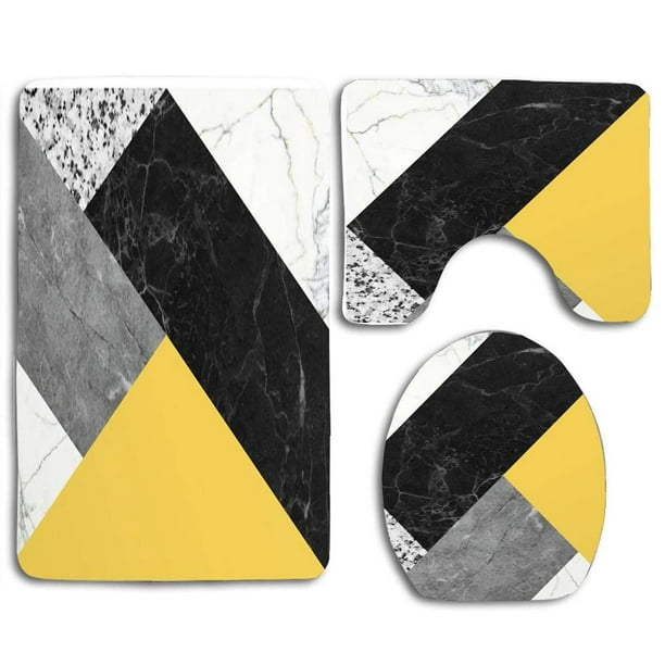GOHAO Black and White Marbles and Pantone Primrose Yellow Color 3 Piece ...