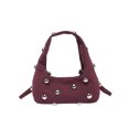 thumbnail image 1 of Bolso Con Tachuelas Mujeres Falsas Gamuza Correa Ajustable Cierre Vagabundo, 1 of 9