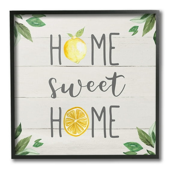 Stupell Industries Sweet Home with Lemons Food & Beverage Painting Black Framed Art Print Wall Art, 12 x 12