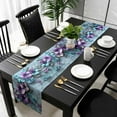 thumbnail image 5 of Purple Flower Spring Table Runner Cotton Linen 36 Inch Holiday Dresser Scarves,Blue Vintage Mottled Walls Retro Tablerunner for Kitchen Coffee Dining Bedroom Living Room Dinner Scarf Décor 13''x36'', 5 of 9