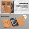 thumbnail image 3 of Decase for iPhone 16 Pro Zipper Wallet Case with Card Holder, 7 Card Slots Large Capacity and 2 Style Lanyards Like Fashion Clutch Hang Bag,Luxury Leather Zipper Purse Wallet Protective Case,Brown, 3 of 6