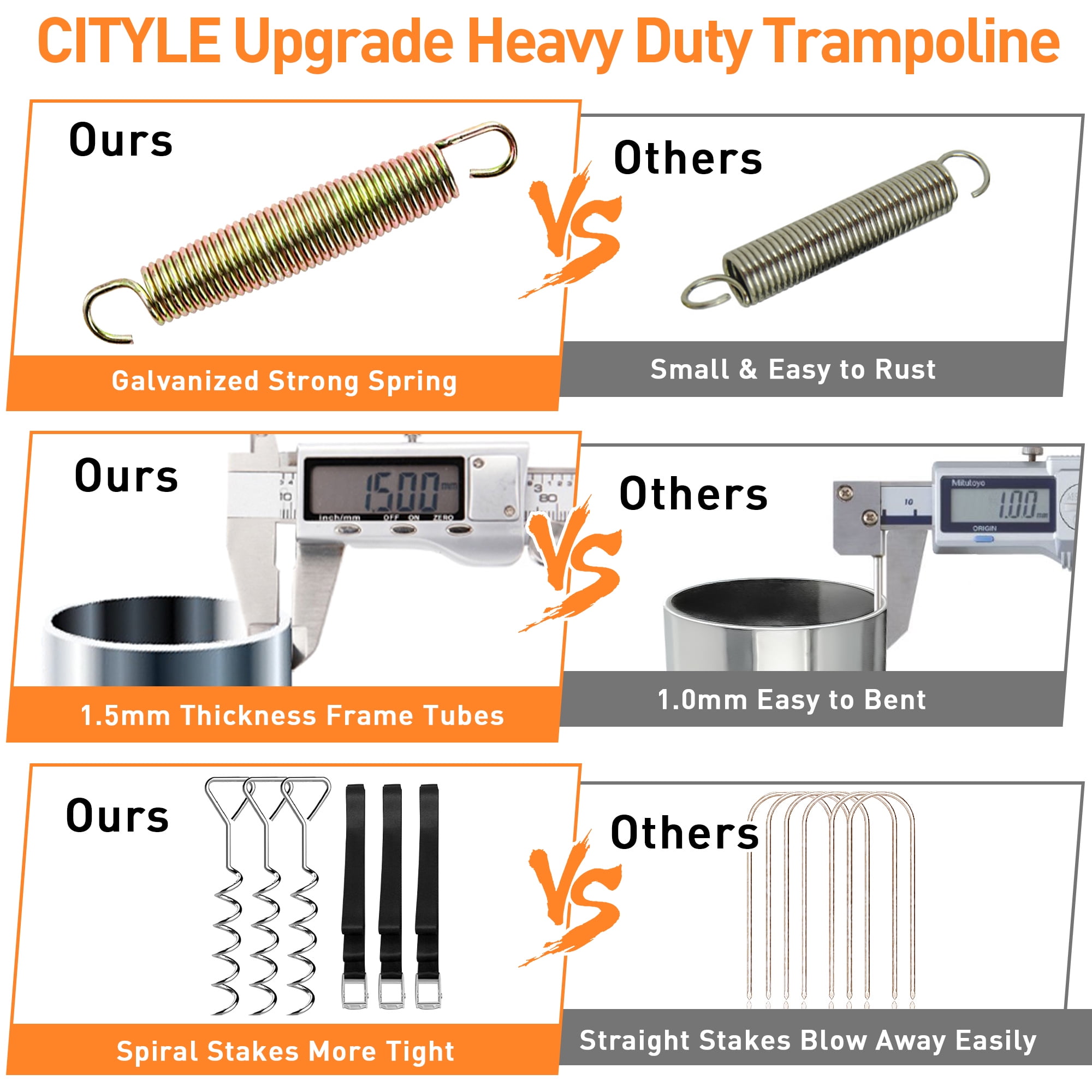 CITYLE Trampoline 10FT Trampoline for Kids and Adults, Outdoor Trampoline with Lights, Trampoline with Enclosure, Basketball Hoop, Wind Stakes, Ladder, Weather Resistant, Easy Assembly, Last Long