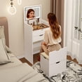 thumbnail image 3 of UHOMEPRO White Vanity Set with Mirror and a Hidden Storage Stool, 3-in-1 Multifunctional Dressing Table Set with with 3 Color Lighting Brightness Adjustable, Pretty Vanity Set for Girls, Women's Gift, 3 of 11