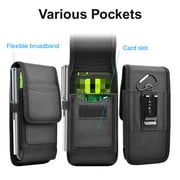 TSV Belt Phone Pouch, Nylon Cell Phone Holster, Pocket Carrying Pouch Fit for iPhone, Samsung Galaxy, Black