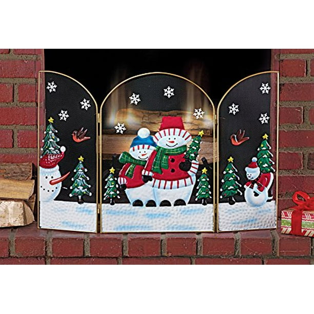 Snowman Christmas Fireplace Screen
