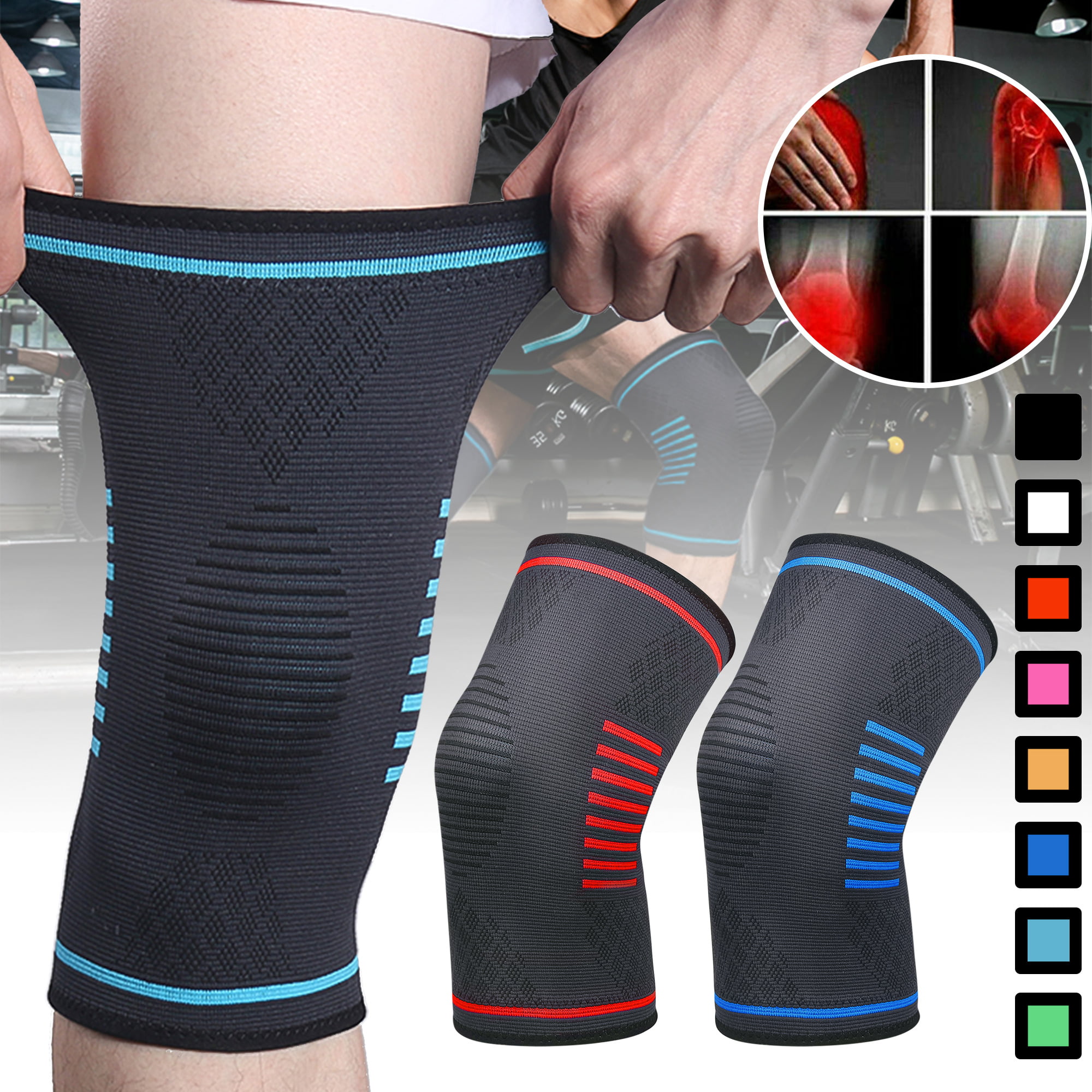 Fitness Knee Sleeves Management Arthritis Pain Very Strong 7mm Pair Knee Support