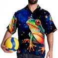 thumbnail image 4 of Starry Sky Frog Men's Short Sleeve Casual Printed Button Down Beach Shirts, 4 of 6