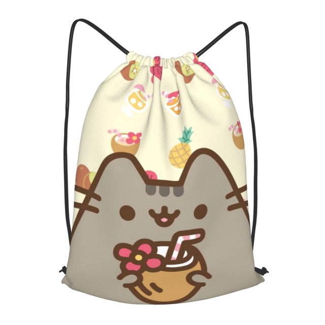 Pusheen The Cat Mochila Con Cordón Resistente Al Agua Bolsa De Cuerda De Moda Deportiva Sackpack Saco De Gimnasio Con Para Hombres Y Mujeres