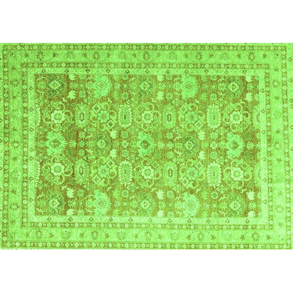 Ahgly Company Indoor Rectangle Oriental Green Traditional Area Rugs, 2' x 5'
