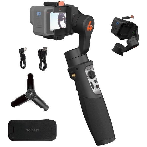 hohem Stabilisant à Cardan 3 Axes iSteady Pro 4 pour Gopro 11/10/9 8/7/6/5, pour Osmo Action et Autres Caméras d'Action - Prise en Charge du Contrôle Bluetooth et des Câbles, Étanche aux Éclaboussures IPX4 avec Trépied