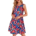 thumbnail image 3 of Vestido informal hasta la rodilla con bolsillo suelto para mujer, sin mangas, cuello redondo, estampado, vestidos de playa Pompotops ghjkhdj2858, 3 of 8