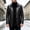 Black, variant on Men's Faux Leather Jacket, Button Down Collared Blazer, Long Sleeve Casual Outerwear, Fall Winter Business Coat