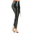 thumbnail image 5 of Women’s Faux Leather Lace-Up Leggings – High Waist Gothic Pants with Mesh Panels and Buckle Straps, 5 of 6
