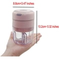 thumbnail image 2 of Jinsinto Pink 250ml Mini Electric Food Processor Chopper Grinder for Meat Garlic Onion Chili Vegetable Baby Food Blender Cordless Meat Grinder Garlic Chopper Small Garlic Press, 2 of 5