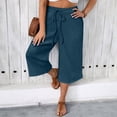 thumbnail image 5 of Cekizud Plus Size Capri Pants for Women High Waist Drawstring Loose Fit Summer Trousers for Beach Vacation,Sizes S-5XL, 5 of 7