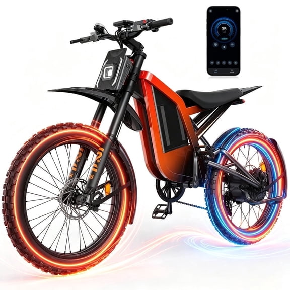 Electric Motorcycle Bike for Adults,38mph Electric Dirt Bike,48V 26Ah Battery,80 Miles,Dual Suspension,Hydraulic Disc Brakes